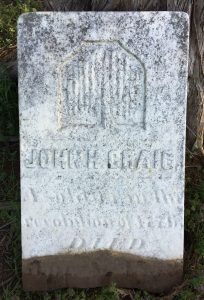 Displaced headstone of Capt. John Hawkins Craig, II.