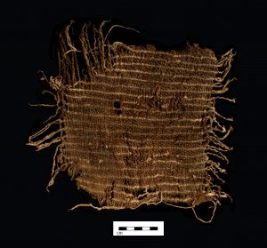 Two different plants were used to make the yarn for this textile creating natural strips. Courtesy the William S. Webb Museum of Anthropology, University of Kentucky.